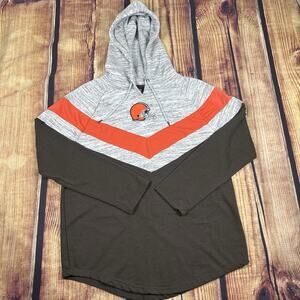 Cleveland Browns NFL Team Hoodie Pullover Raglan Men’s Large Brown Gray Orange
